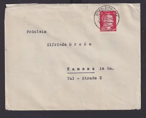 Dippoldiswalde Sachsen Deutsches Reich Drittes Reich Brief n. Kamenz 27.06.1942