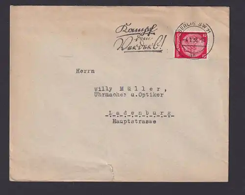 Berlin Deutsches Reich Drittes Reich Brief SST Kampf dem Verderb n. Ladenburg