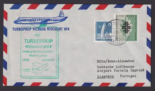 Flugpost Brief Air Mail MIF Bund Berlin Turboprop Vickers Viscount 814 Hamburg