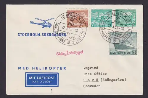 MED Helikopter Flugpost Brief Air Mail Berlin Privatganzsache 2 WST + ZuF Bauten