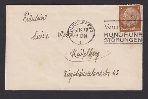Heidelberg Baden Württemberg Deutsches Reich Drittes Reich Brief SST Vermeidet