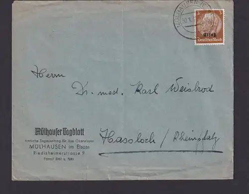Mülhausen Besetzung Elsaß II. Weltkrieg Deutsches Reich Drittes Reich Briefe