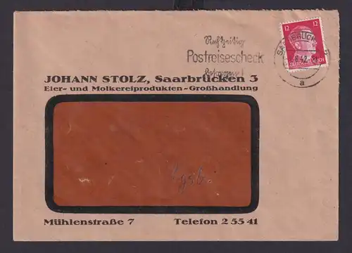 Saarbrücken Saarland Deutsches Reich Drittes Reich Brief Postsache SST