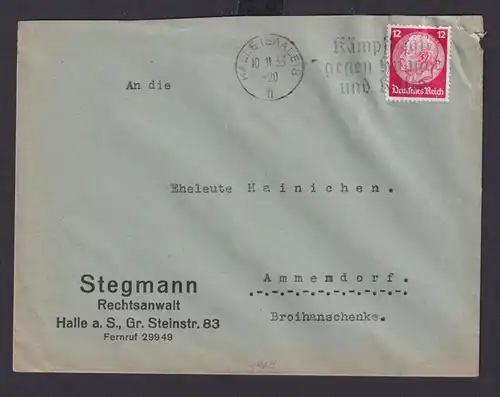 Halle Saale Sachsen Anhalt Deutsches Reich Drittes Reich Brief SST Kämpft gegen