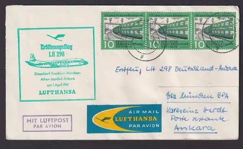 Flugpost Brief Lufthansa Eröffnungsflug Düsseldorf Athen Istanbul Ankara