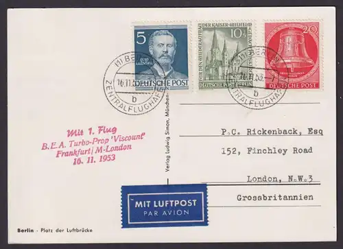 Flugpost Brief Air Mail Berlin gute Frankatur Gedächtniskirche Glocke Männer auf