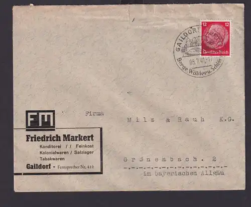 Gaildorf Baden Württemberg Deutsches Reich Drittes Reich Brief Urlau Ereholung