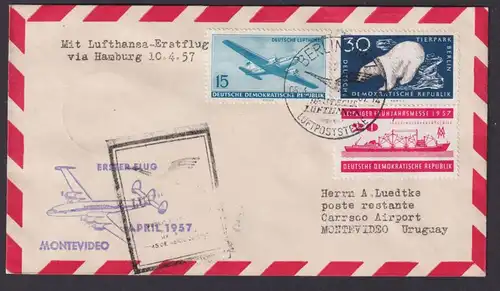 Flugpost Brief Air Mail Lufthansa Erstflug via Hamburg DDR Montevideo Uruguay