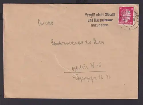 Hamburg Deutsches Reich Drittes Reich Brief Postsache SST Vergiß nicht Strasse