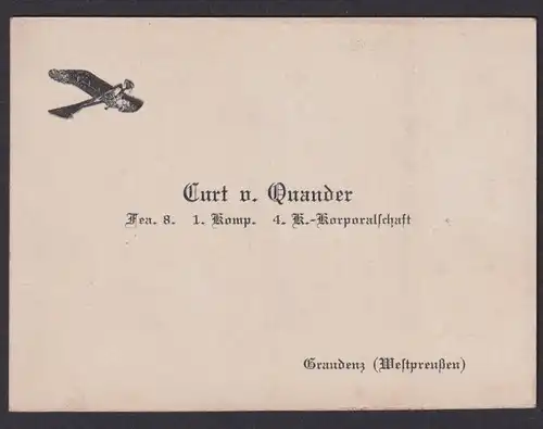 Postkarte Ab Graudenz Westpreußen Deutsche Ostgebiete v. Curt v. Quander