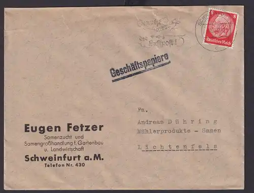 Schweinfurt Bayern Deutsches Reich Drittes Reich Brief Flugpost SST Benutzt die