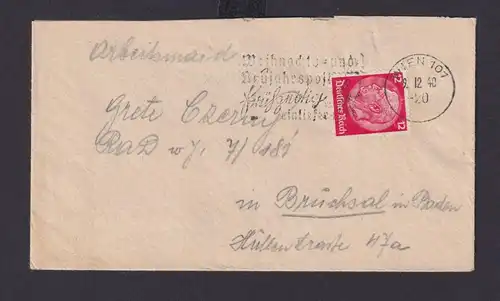 Ostmark Wien Österreich Deutsches Reich Drittes Reich Brief Weihnachts und