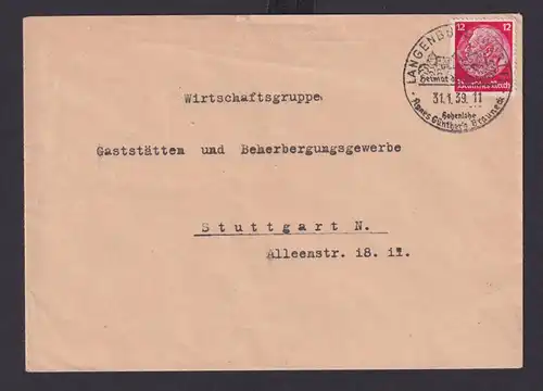 Langenburg Baden Württemberg Deutsches Reich Drittes Reich Brief Genuss SST