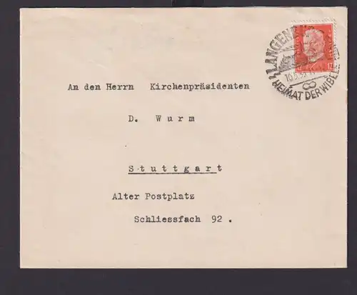 Langenburg Baden Württemberg Deutsches Reich Drittes Reich Brief Genuß SST