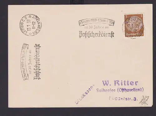 Leipzig Sachsen Deutsches Reich Drittes Reich Karte Postsache SST 1. Januar