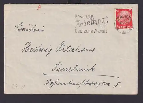Berlin Deutsches Reich Drittes Reich Brief SST Bekämpft die Arbeitsnot kauft