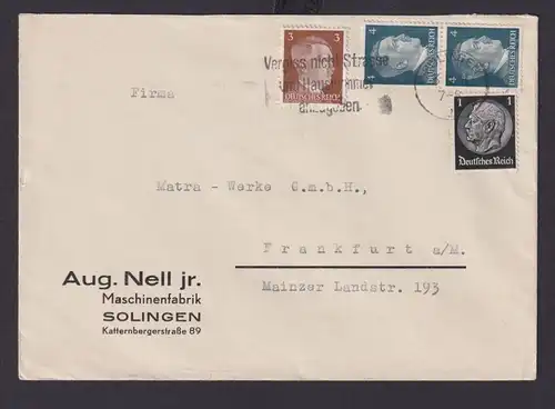 Solingen NRW Deutsches Reich Drittes Reich Brief Postsache SST Vergiß nicht