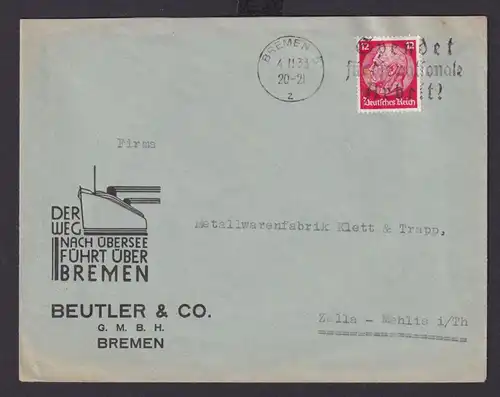 Bremen Deutsches Reich Drittes Reich Brief SST Spendet für die nationale Arbeit
