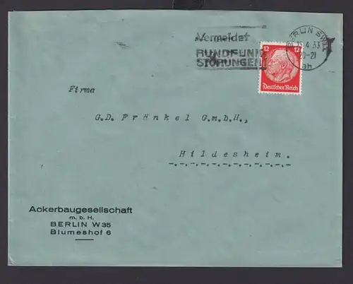Berlin Deutsches Reich Drittes Reich Brief Postdache SST Vermeidet Rundfunk