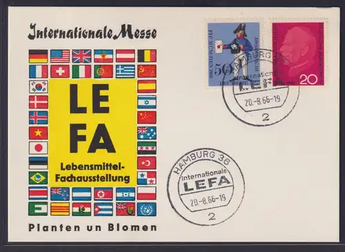Bund Sonderkarte Messe LEFA Lebesmittel Fachausstellung Hamburg 20.8.1966