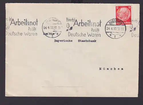Augsburg BayernDeutsches Reich Drittes Reich Brief SST Brecht Arbeitsnot kauft