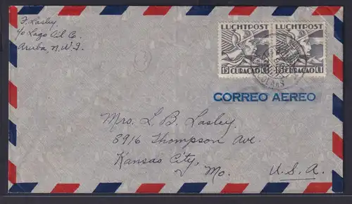 Curacao Übersee Brief MEF von Oranjestad Aruba nach Kansas City USA