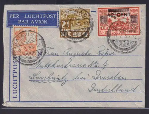 Flugpost Niederländisch Indien Luftpost Brief MIf Batavia n Loschwitz b Dresden