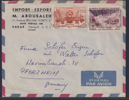 Elfenbeinküste Côte d’Ivoire Luftpost Brief MIF n. Pforzheim Übersee Destination