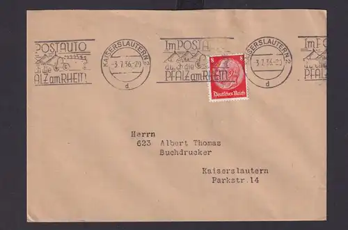 Deutsches Reich Drittes Reich Briefe Postsache SST Im Postauto durch die Pfalz