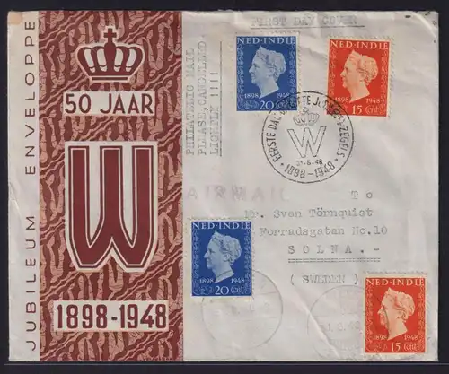 Flugpost Asien Niederländisch Indien Brief 50 Jahre Regentschaft Königin