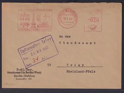 Berlin Brief Sonder Maschinenstempel Brandenburger Tor Funkturm AFS 020 DM
