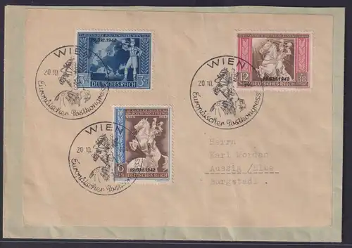 Österreich Ostmark Brief Karte 823-825 Postkongress Wien nach Aussig Elbe