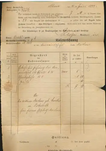 Deutsches Reich Dienst Amtsgericht Avers Nr. 21 Altona n. Lockstedt auf
