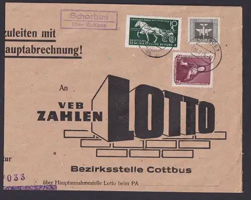 Schorbus über Cottbus Brandenburg DDR Brief Landpoststempel MIF n. Cottbus