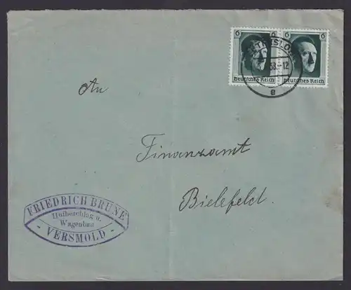 Deutsches Reich Brief MEF 646 Blockeinzelmarken im Paar Versmond Fr. Brune