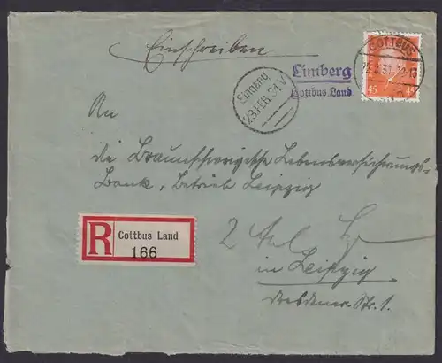 Limberg über Cottbus Land Brandenburg Deutsches Reich R Brief Landpoststempel