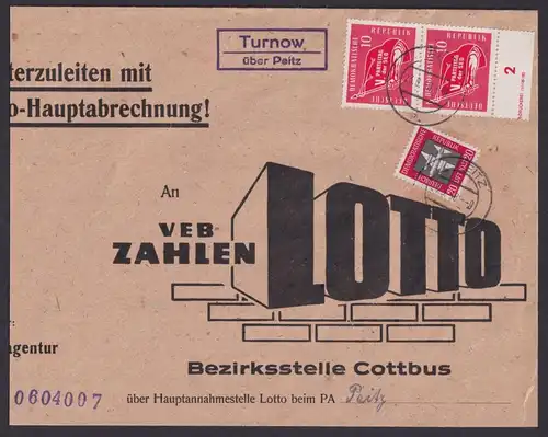 Turnow über Peitz Brandenburg DDR Brief Landpoststempel Zusammendruck Bogenrand