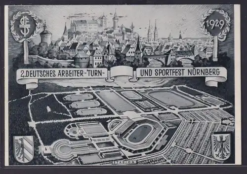 Ansichtskarte Nürnberg Bayern Deutsches Arbeiter Turn und Sportfest 1929 nach