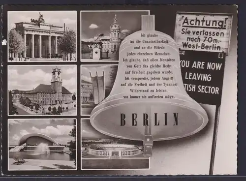 Ansichtskarte Berlin Freiheitsglocke ..Ich Glaube an die Unantastbarkeit und an
