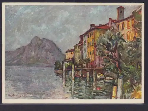 Ansichtskarte Künstlerkarte Debarcadero di Gandria Gemälde von Fritz Meijer