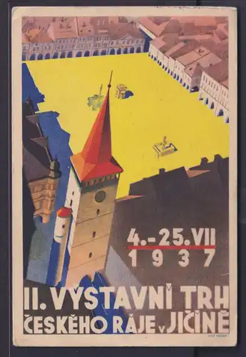 Ansichtskarte Jicine Tschechien Künstlerkarte Anlass 4.-25.1937 nach