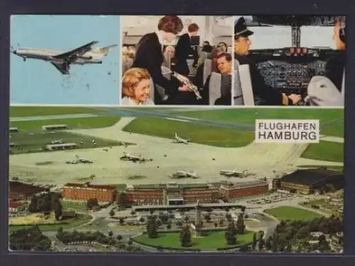 Ansichtskarte Hamburg Flughafen Cockpit nach Dannenberg Niedersachsen