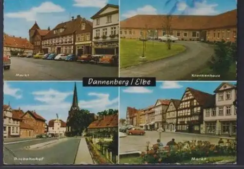 Ansichtskarte Dannenberg Niedersachsen Elbe Markt Krankenhaus Busbahnhof