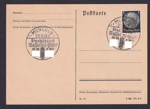 Briefmarken Deutsches Reich Brief München Staatsbesuch Mussolini