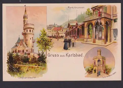 Litho Ansichtskarte Karlsbad Böhmen Deutsche Ostgebiete Karlovy Vary Tschechien