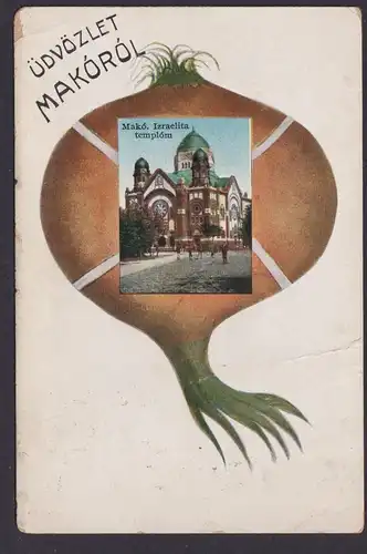 Litho Ansichtskarte Szeged Ungarn Tempel n. Budapest 06.06.1926