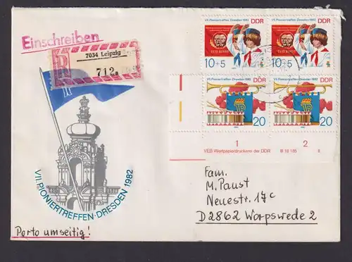 Briefmarken Druckvermerk DDR R Brief Bogenecke Eckrand 2724-2725 Pioniertreffen