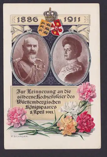 Deutsches Reich Privatganzsache Königspaar Württemberg Eningen n Tuttlingen 1911