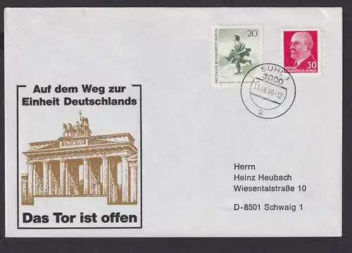 Briefmarken DDR Brief Einheit Deutschland Berlin Brandenburger Tor ab Suhl