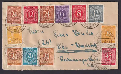 Briefmarken All. Besetzung Gemeinschaft Brief Zehnfachfrankatur Trittau Hamburg
